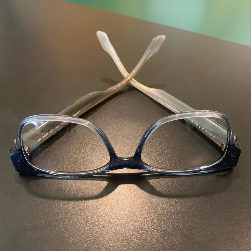 FACE A FACE JAMES 1 Col. 2674 Blue & Beige 53mm Square Eyeglasses